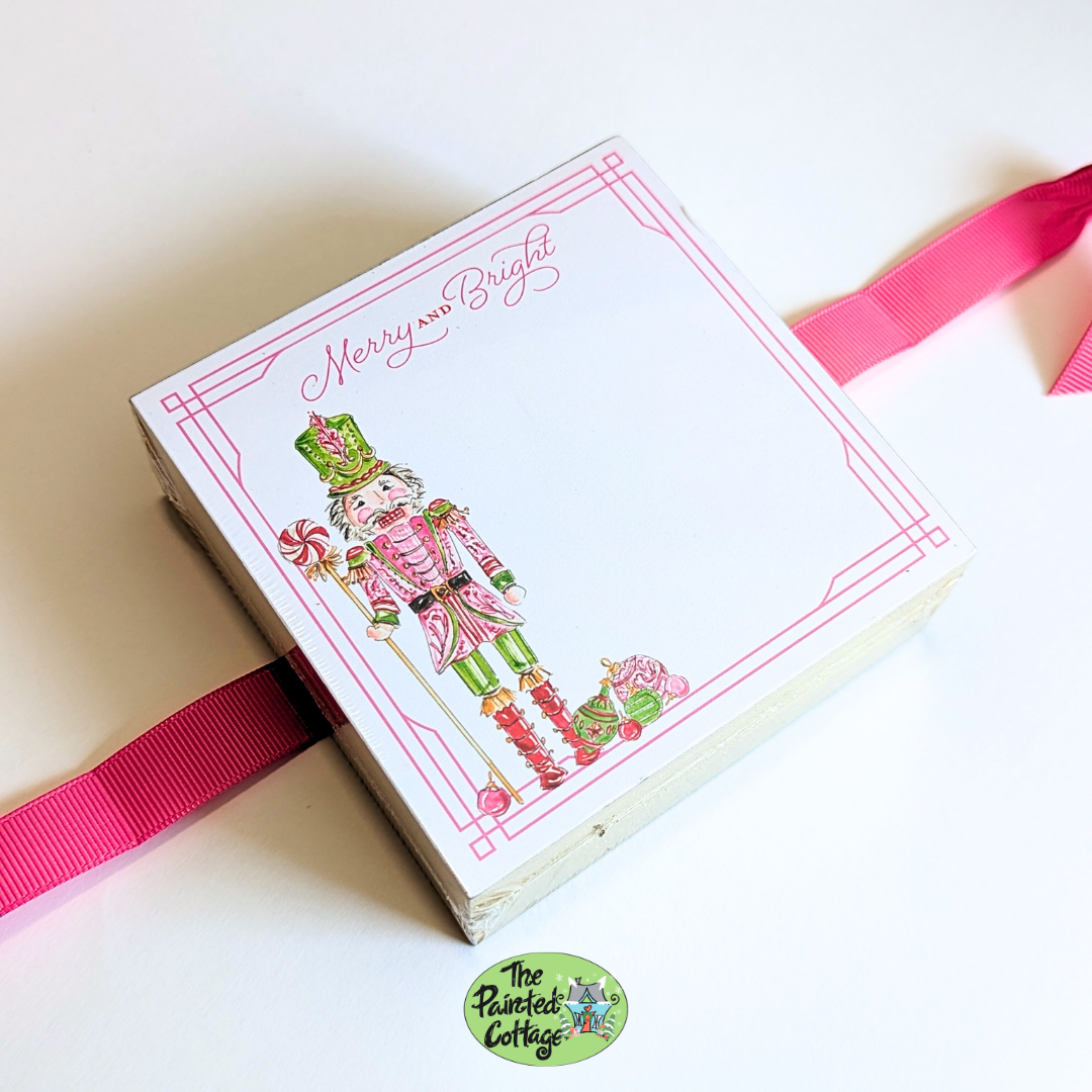 Mini Lux Notepad - Pink Peppermint Nutcracker Merry and Bright