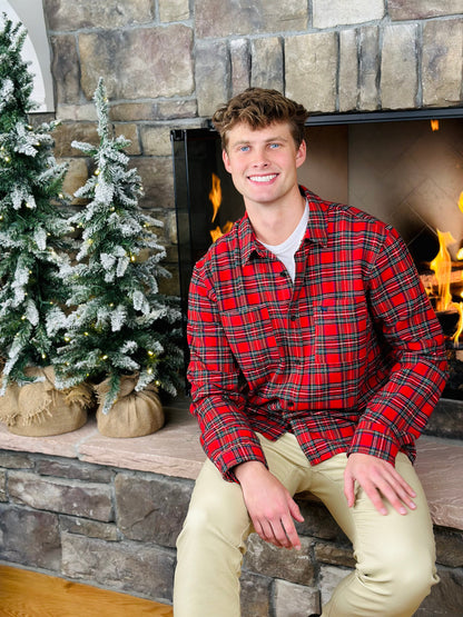 SS Shacket - Red Plaid Simply Southern Mens seth_red_plaid_fireplace__74153