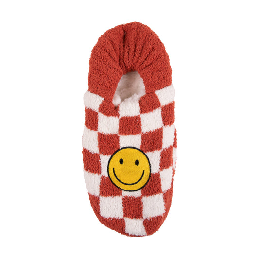 Slipper Sock - Red Smiley Face