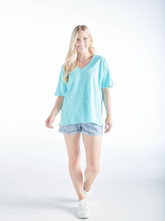 SS VNeck Tee - Aqua SIMPLY SOUTHERN WOMENS APPAREL simply-southern-womens-tops-apparel-shop-boutique-style-224