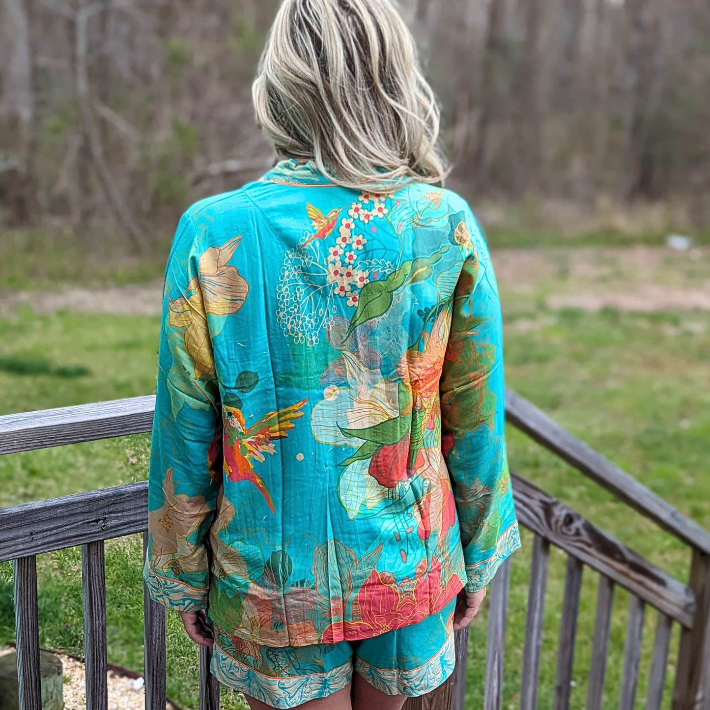 Super Soft Hummingbird Pajamas - Aqua