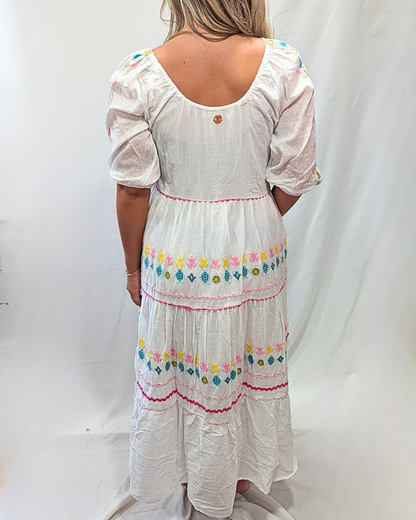 SS Embroidered Maxi Dress - White