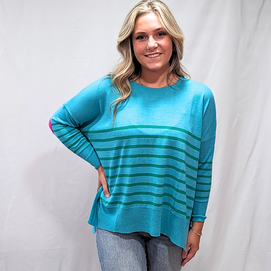 Amour Sweater - Turquoise/Jade Stripes