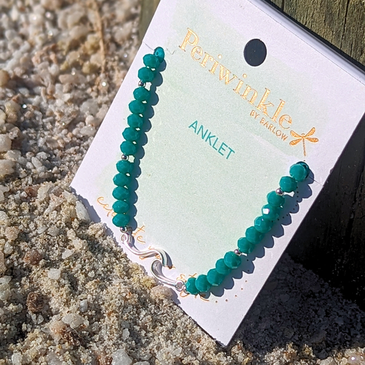 Bead Wave Anklet - Green