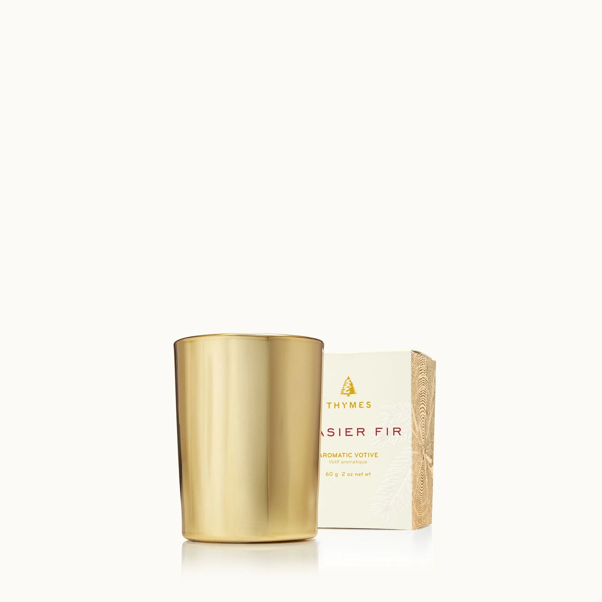 Frasier Fir Gold Votive Candle Thymes Holiday thymes-frasier-fir-gilded-gold-votive-candle-0520736007