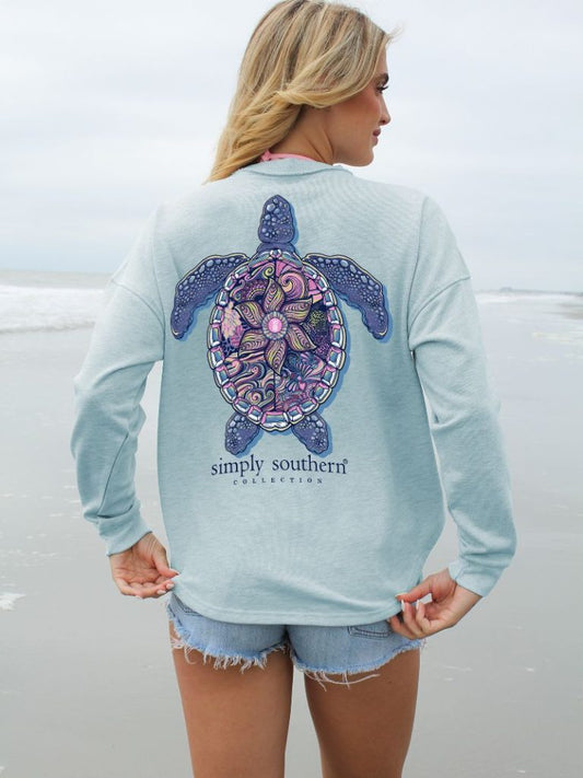 SS Track Your Turtle Boxy Pullover - Ocean