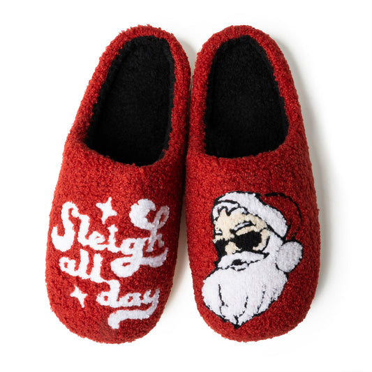 Holiday Lounge Out Loud Super Comfy Slippers- Sleigh All Day Large DM Merchandising Holiday xtlflol-b-sl_01