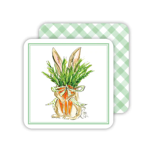 Easter Bunny with Carrots Paper Coaster shop at The Painted Cottage Maryland Boutique Spring decor drinks