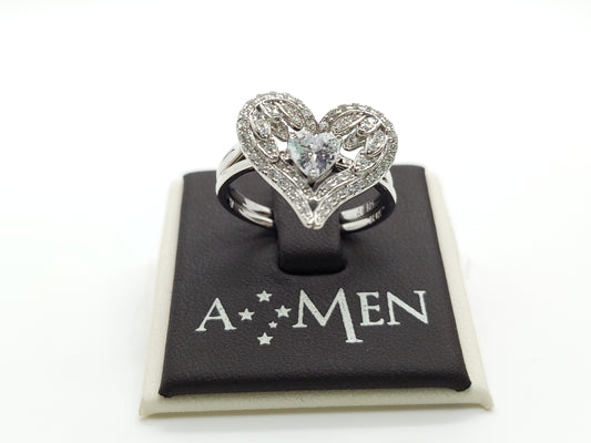 Silver Ring Crystals dual rings Amen jewelry for her hearts shop The Painted Cottage a Maryland Boutique