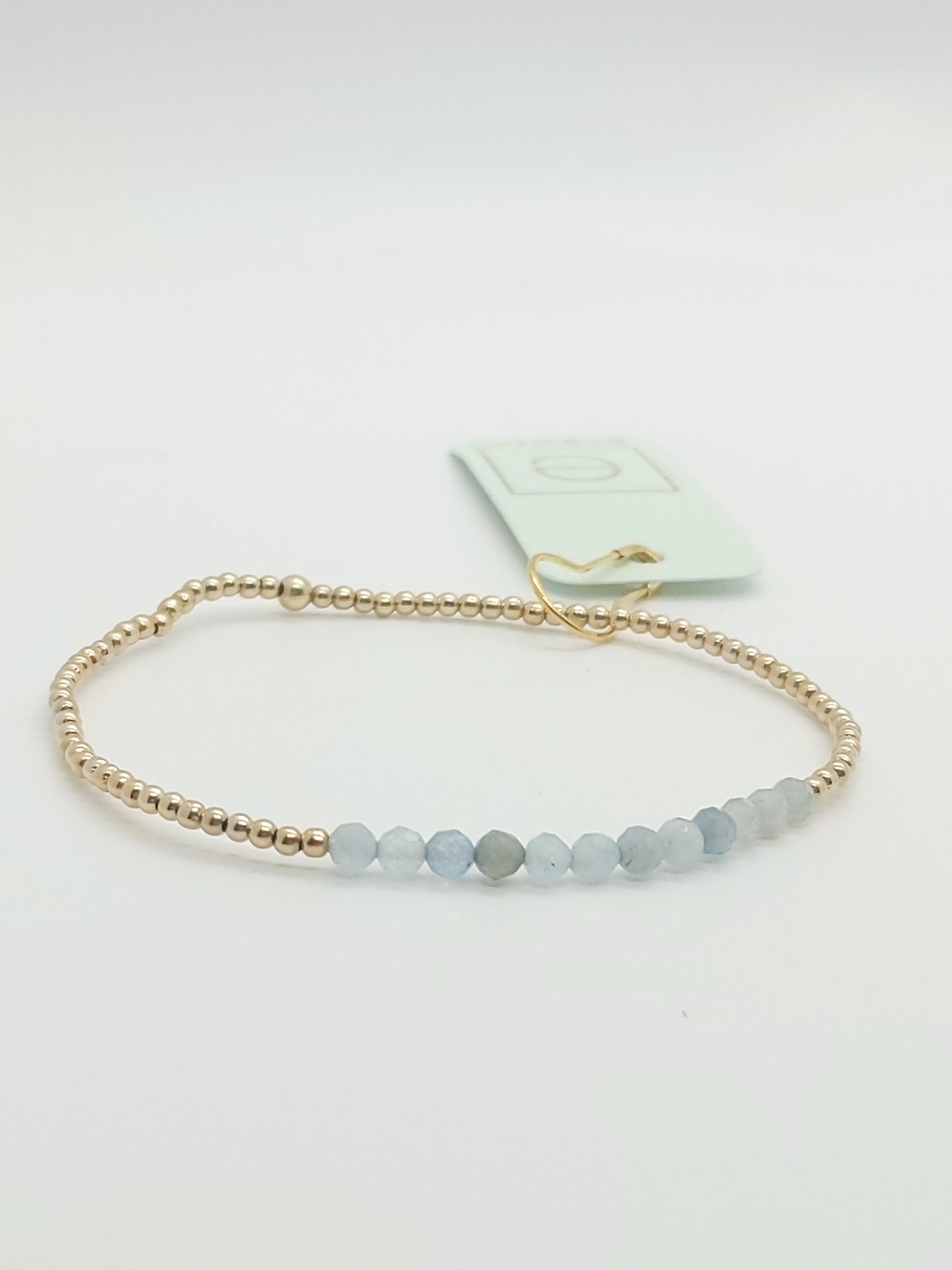 Gold Bliss 2mm Bead Bracelet | Aquamarine