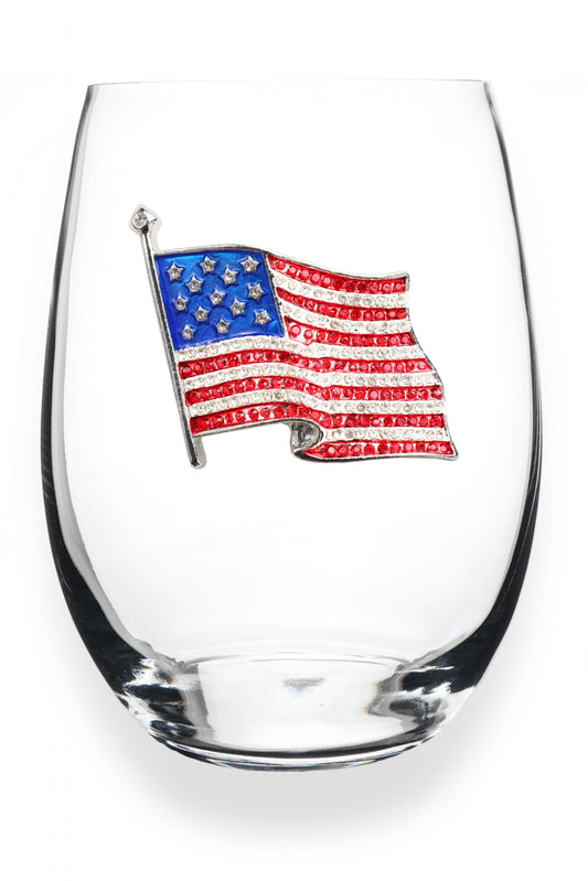 AMERICAN FLAG STEMLESS THE QUEEN'S JEWELS Drinkware 2021-American-Flag-Jeweled-Stemless-Wine-Glass-scaled