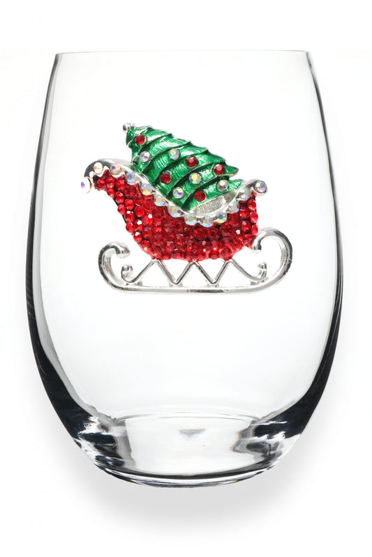 RED CHRISTMAS SLEIGH STEMLESS THE QUEEN'S JEWELS Drinkware 2021-Red-Christmas-Sleigh-Jeweled-Stemless-Wine-Glass-scaled