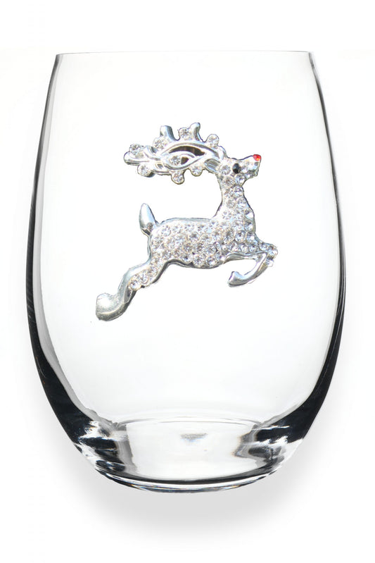 REINDEER STEMLESS THE QUEEN'S JEWELS Drinkware 2021-Reindeer-Jeweled-Stemless-Wine-Glass-scaled