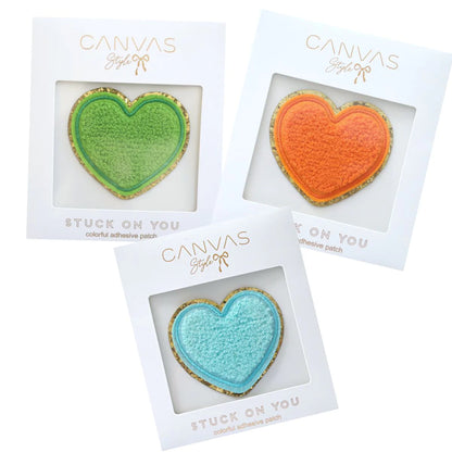 CHENILLE LARGE GLITTER HEART PATCH | Green