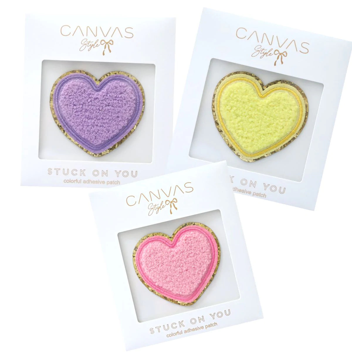 CHENILLE LARGE GLITTER HEART PATCH | Yellow