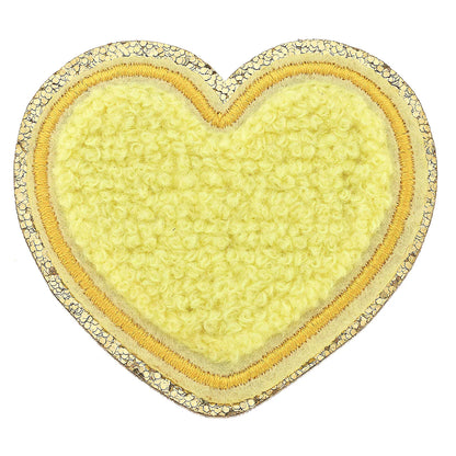 CHENILLE LARGE GLITTER HEART PATCH | Yellow
