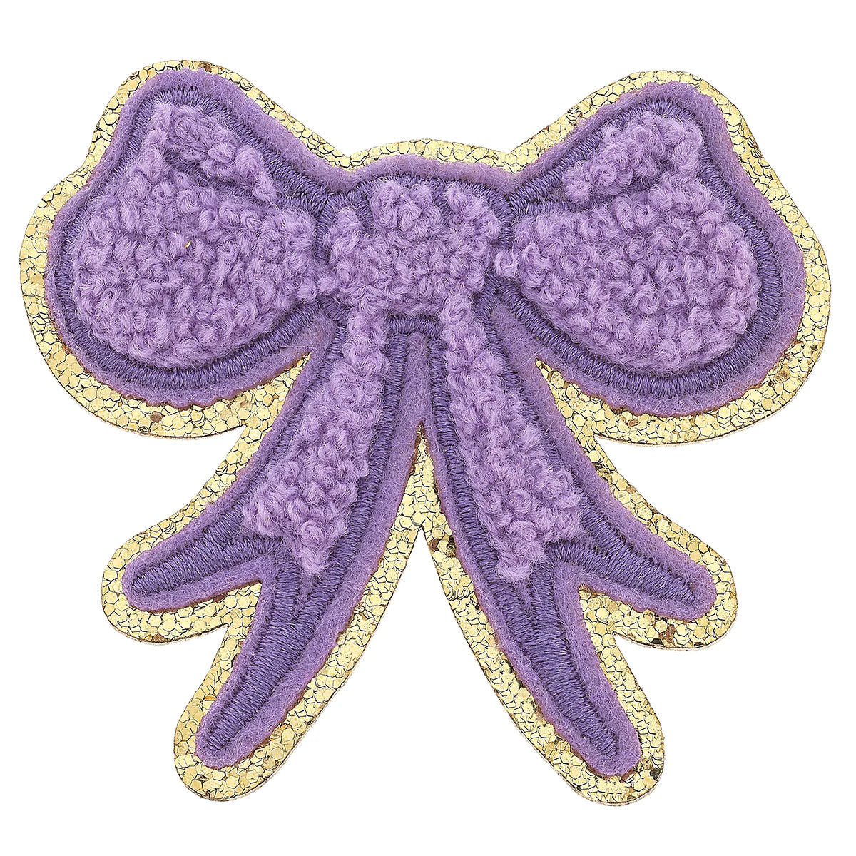 CHENILLE LARGE GLITTER BOW PATCH | Purple