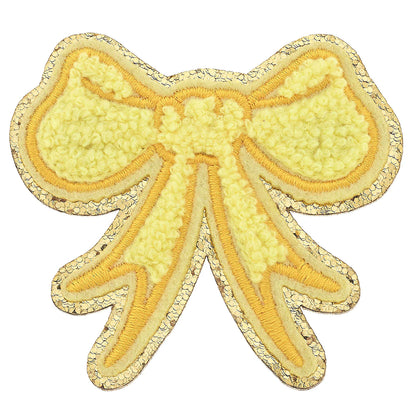 CHENILLE LARGE GLITTER BOW PATCH | Yellow
