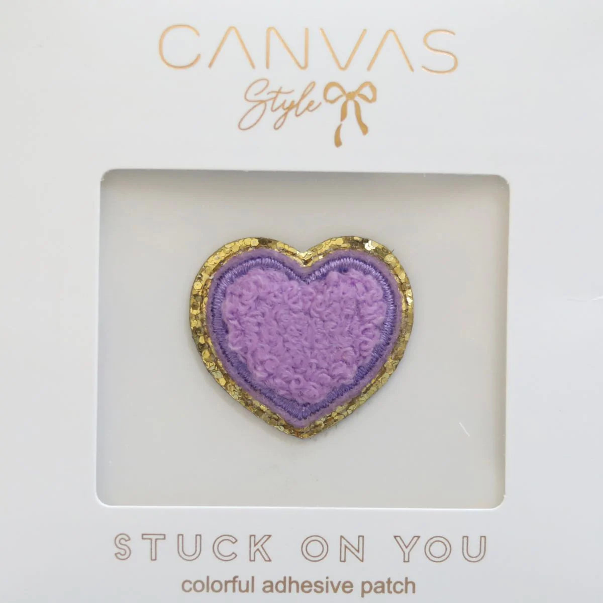 CHENILLE SMALL GLITTER HEART PATCH | Purple