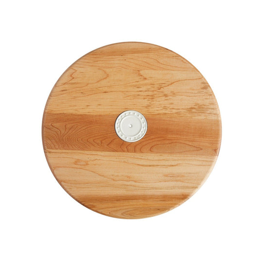 Maple Lazy Susan made to hold any Nora Fleming mini, stylish serving board features the signature ivory stoneware accent and pearl design. Shop The Painted Cottage in Edgewater MD.