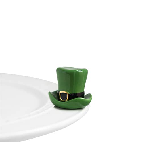 A87 Nora Fleming St Paddy Hat gr/blk with gold accent mini at The Painted Cottage in Edgewater MD.