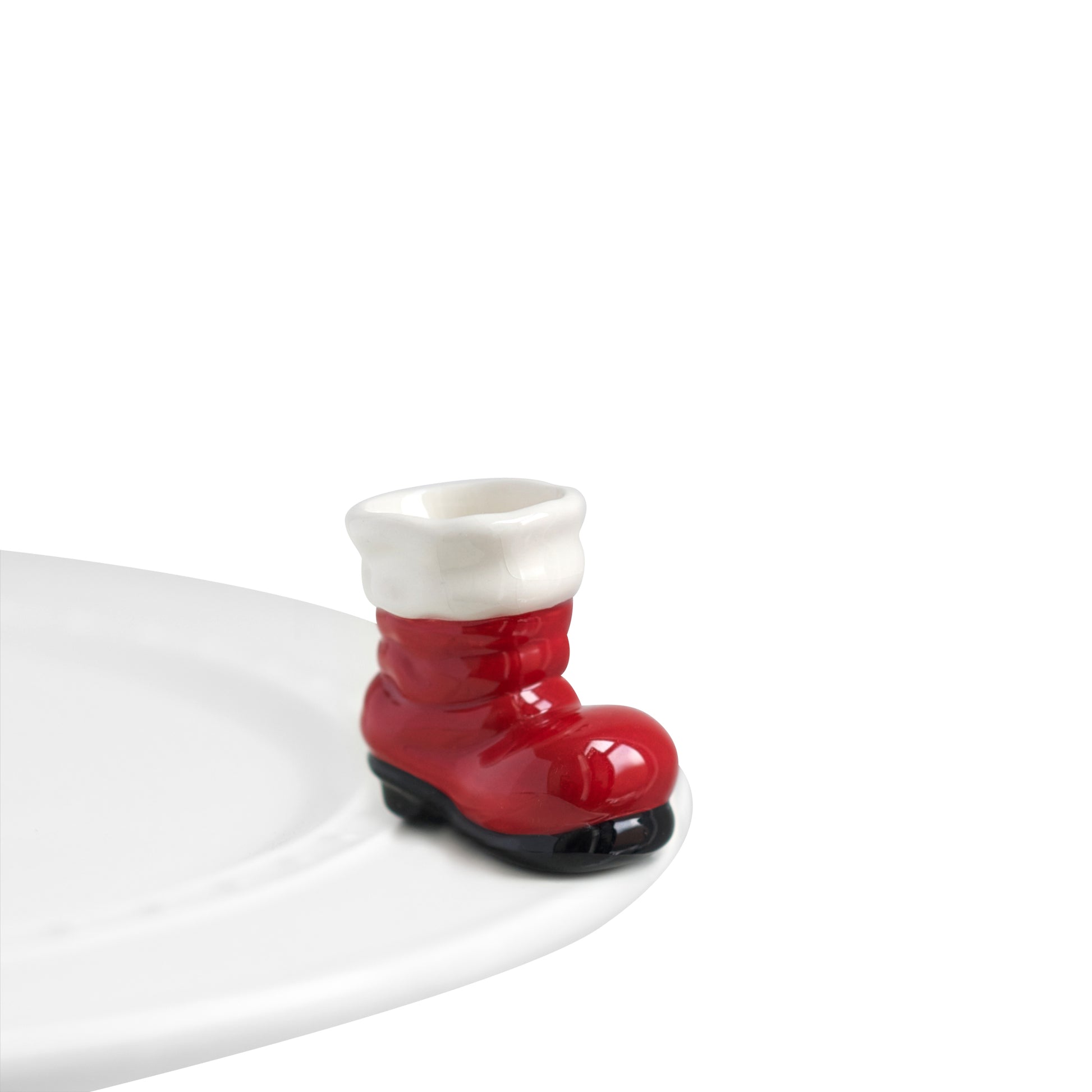 Nora Fleming Big Guy's Boots mini features red and white Santa boot. Shop at The Painted Cottage a Maryland Boutique