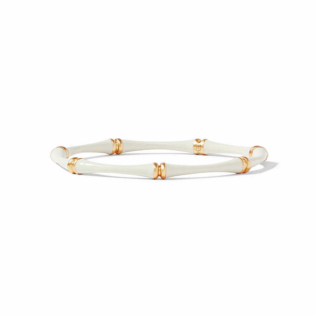 Bamboo Bangle Ivory Enamel by Julie Vos. A colorful bangle with a bamboo-inspired design in 18K gold plate and enamel. Shop at The Painted Cottage an Annapolis boutique.