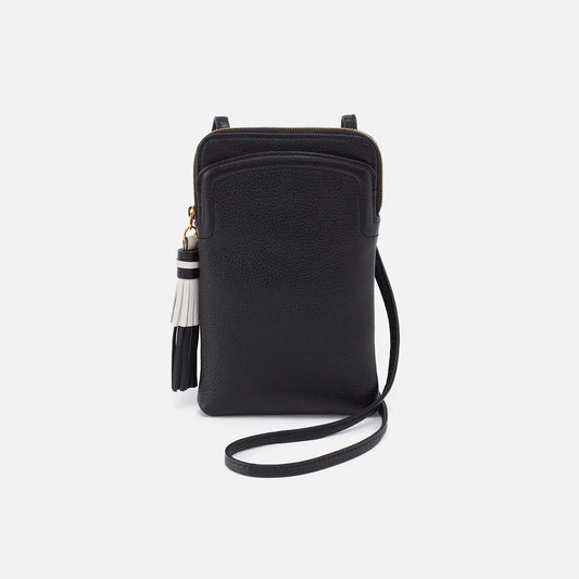 The Nila Phone Crossbody in black has room for your phone. slots for your most-used credit cards and a leather tassel zipper pull for added style and function. Available at the Painted Cottage in Edgewater, MD