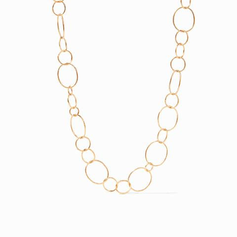 Colette Textured Necklace by Julie Vos features loops of varying sizes with gold etched finish, measures 36" length. Shop at The Painted Cottage an Annapolis boutique.