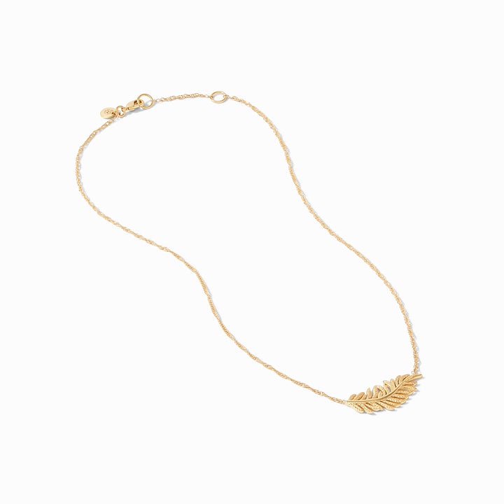 Fern Delicate Necklace by Julie Vos. Finely carved fern charm on a delicate chain. Adjustable length of 16.5 -17 -17.5 ". Shop at The Painted Cottage in Edgewater, MD.