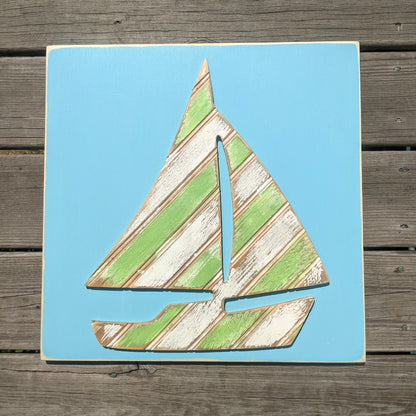 Sailboat Wall Art-Aqua