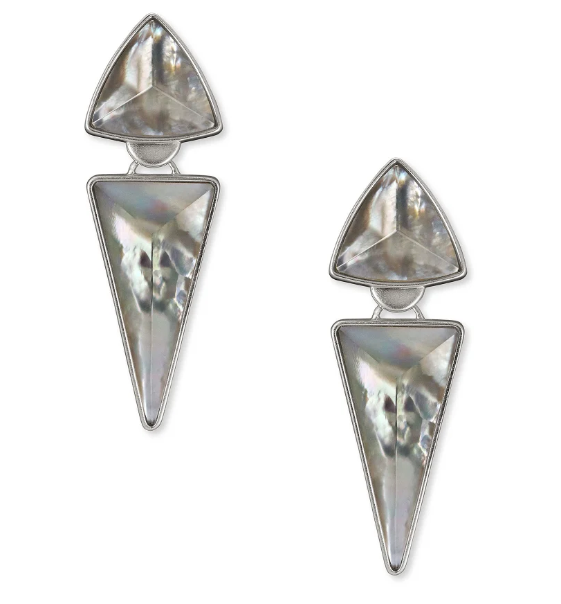 Vivian Gold Statement Earrings - Grey Illusion