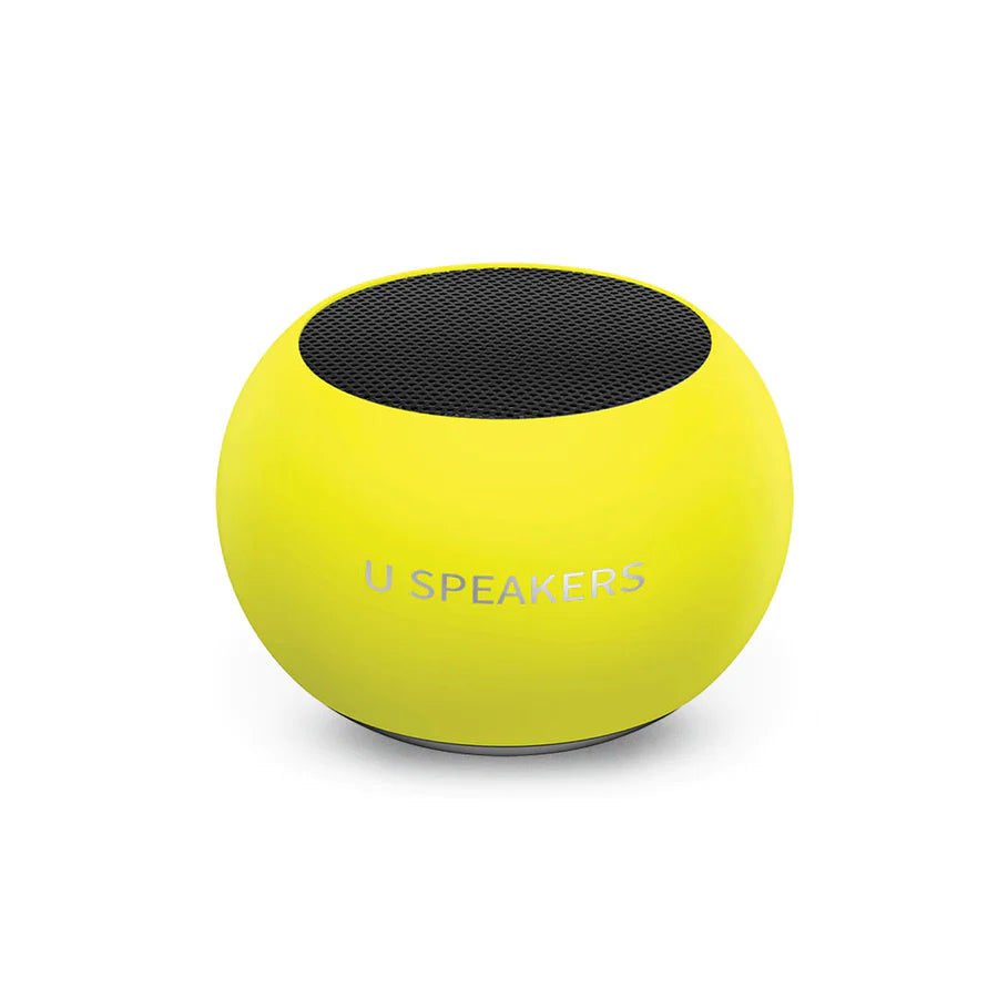 U Mini Speaker Glow in the Dark Yellow is stylish and delivers exceptional sound. Features selfie remote control, bluetooth pairing, magnetic base, micro USB charging cable, pair & sync with other U Speakers. Shop at The Painted Cottage in Edgewater MD.
