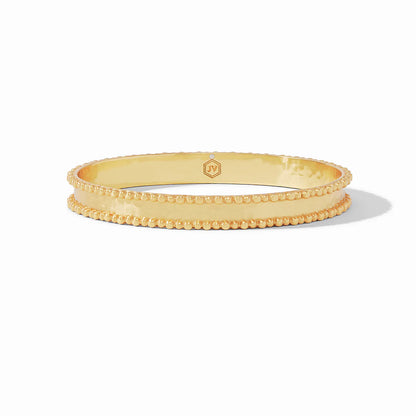 Marbella Bangle by Julie Vos. Golden bangle features two rows of imperfect beading, stackable, 0.3" width. Shop at The Painted Cottage an Annapolis boutique.