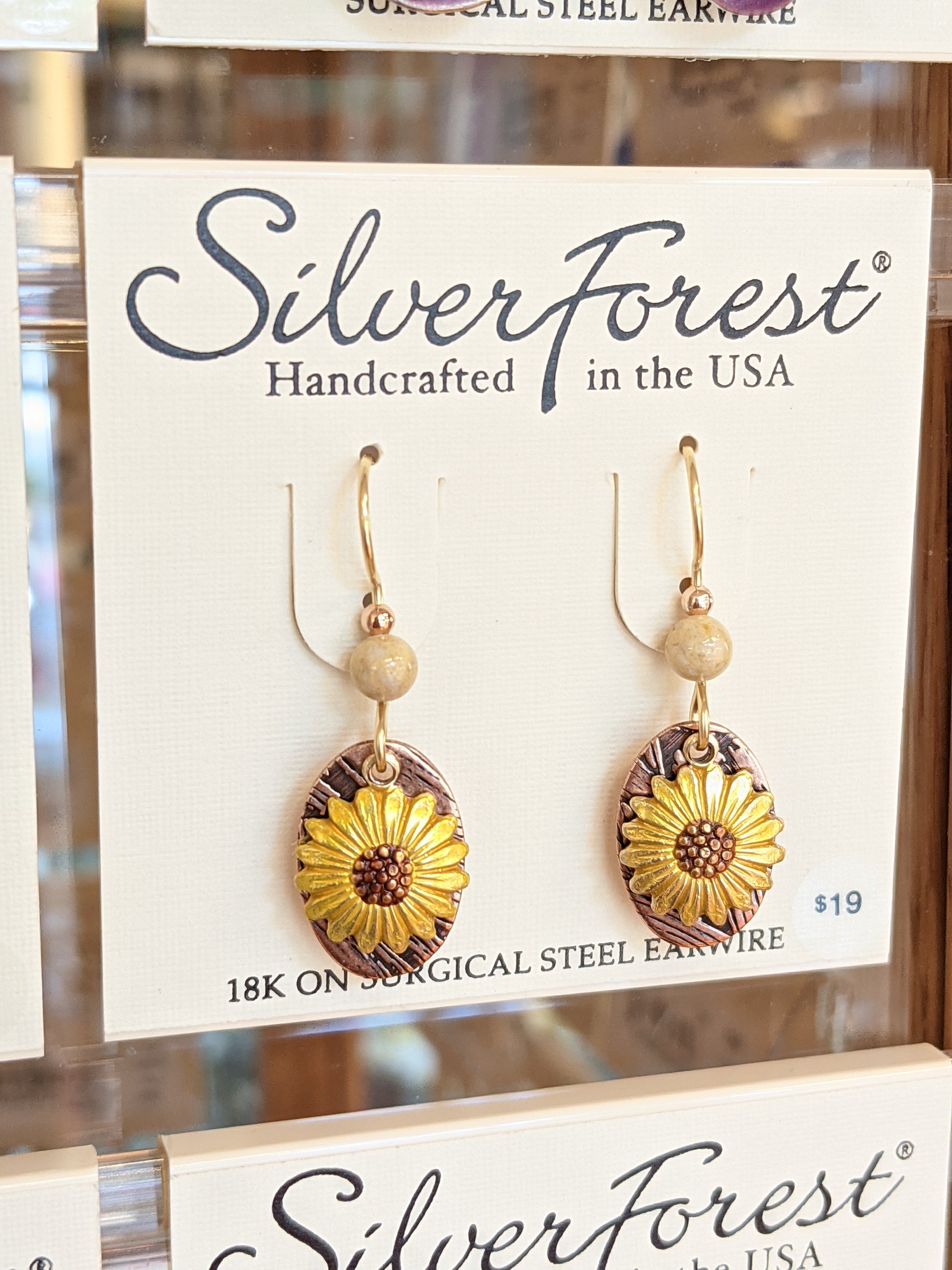 WARM SUNFLOWER DROP SILVER FOREST Jewelry PXL_20210804_210939453