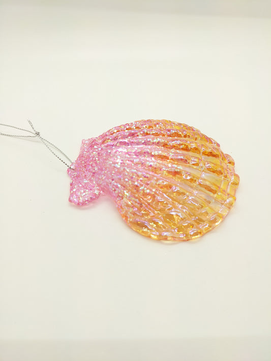 SPARKLE SCALLOP SHELL ORN | PINK