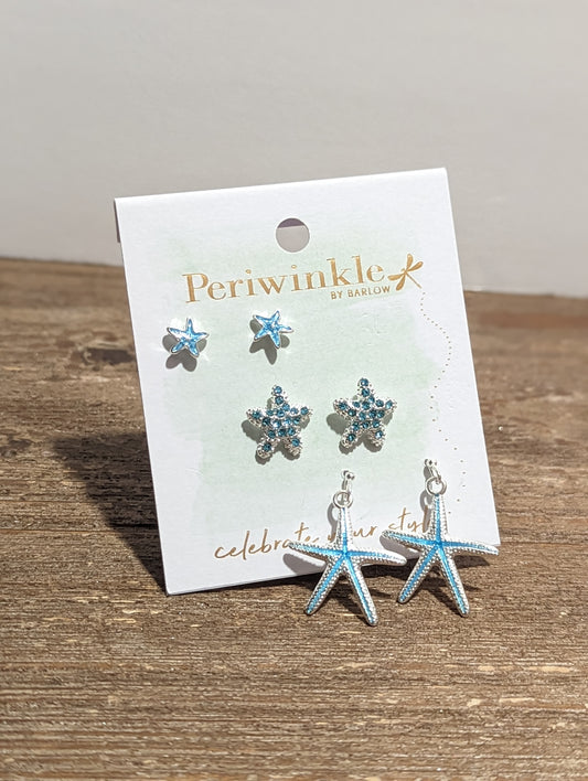 BLUE STARFISH EARRING TRIO