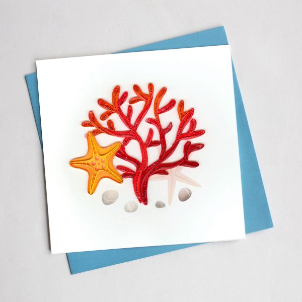 Red Coral Quill Card