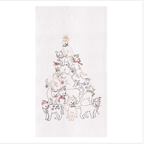 CAT CHRISTMAS TREE TEA TOWEL C & F ENTERPRISES Home ScreenShot2022-11-21at9.02.35AM