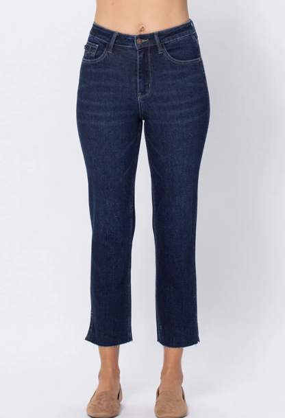 HI-WAISTED CROPPED JEAN W/SLIT