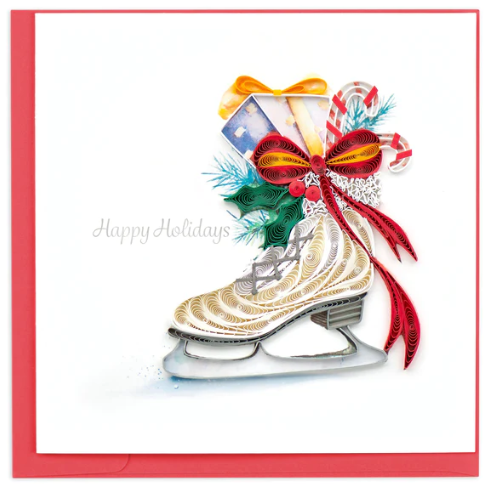 Quilled Winter Skates Holiday Card