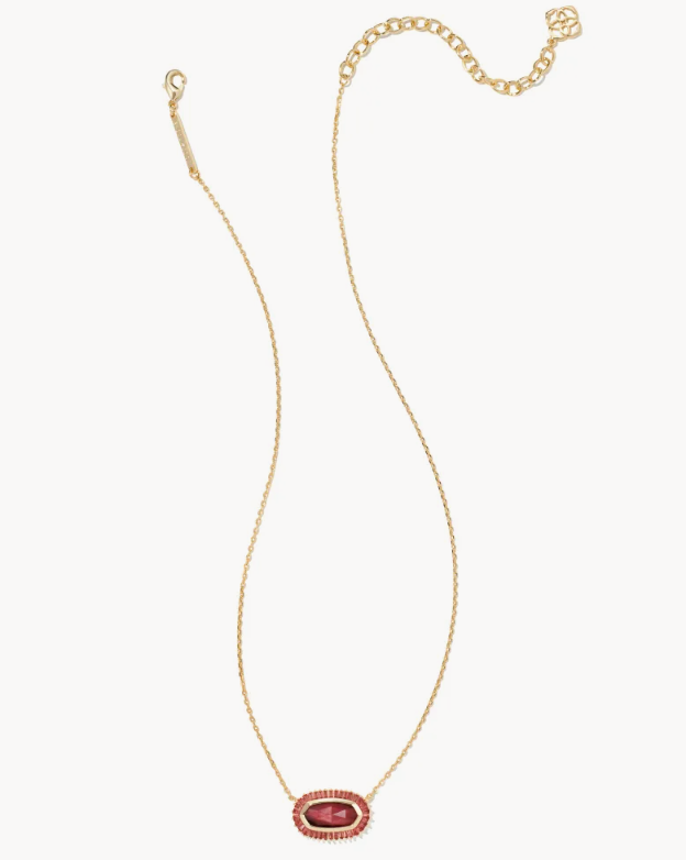 Baguette Elisa Gold Pendant Necklace in Red Mix