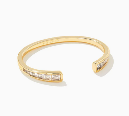 Parker Gold Cuff Bracelet in White Crystal