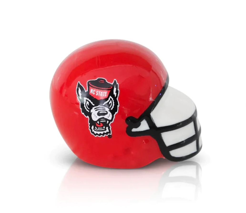 Nora Flemming NC State Helmet Mini in red, black and white features NC State mascot. Shop at The Painted Cottage in Edgewater MD.
