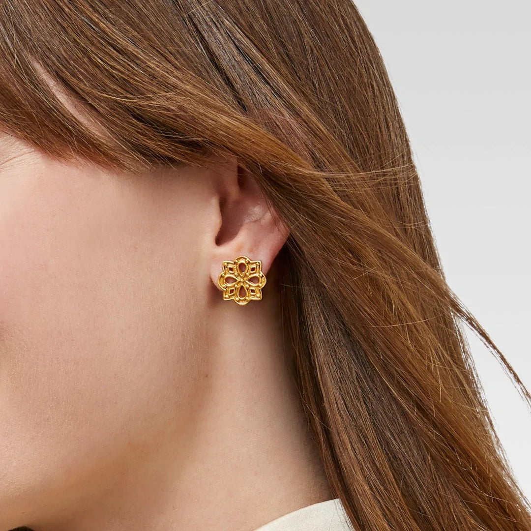 Soho Mixed Metal Stud by Julie Vos features 24K gold plate, diameter 0.5 inches. Shop at The Painted Cottage in Edgewater, MD.