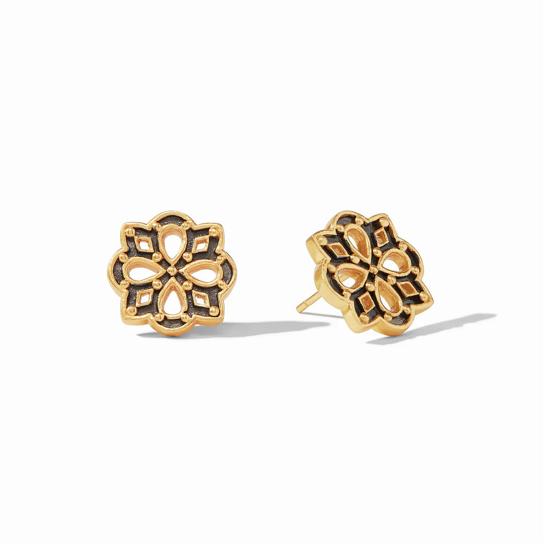 Soho Mixed Metal Stud by Julie Vos features 24K gold plate, diameter 0.5 inches. Shop at The Painted Cottage in Edgewater, MD.