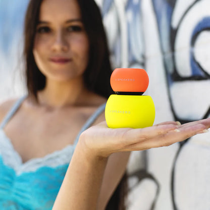 U Mini Speaker Glow in the Dark Coral is stylish and delivers exceptional sound. Features selfie remote control, bluetooth pairing, magnetic base, micro USB charging cable, pair & sync with other U Speakers. Shop at The Painted Cottage in Edgewater MD.