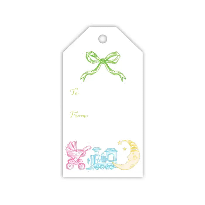 Handpainted Multi Color Baby Toille Gift Tag