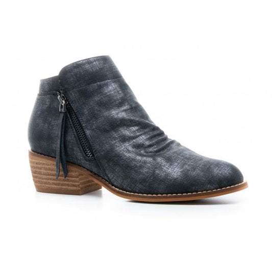 Butternut Black Metallic zip bootie by Corkys. Shop at The Painted Cottage an Annapolis Boutique