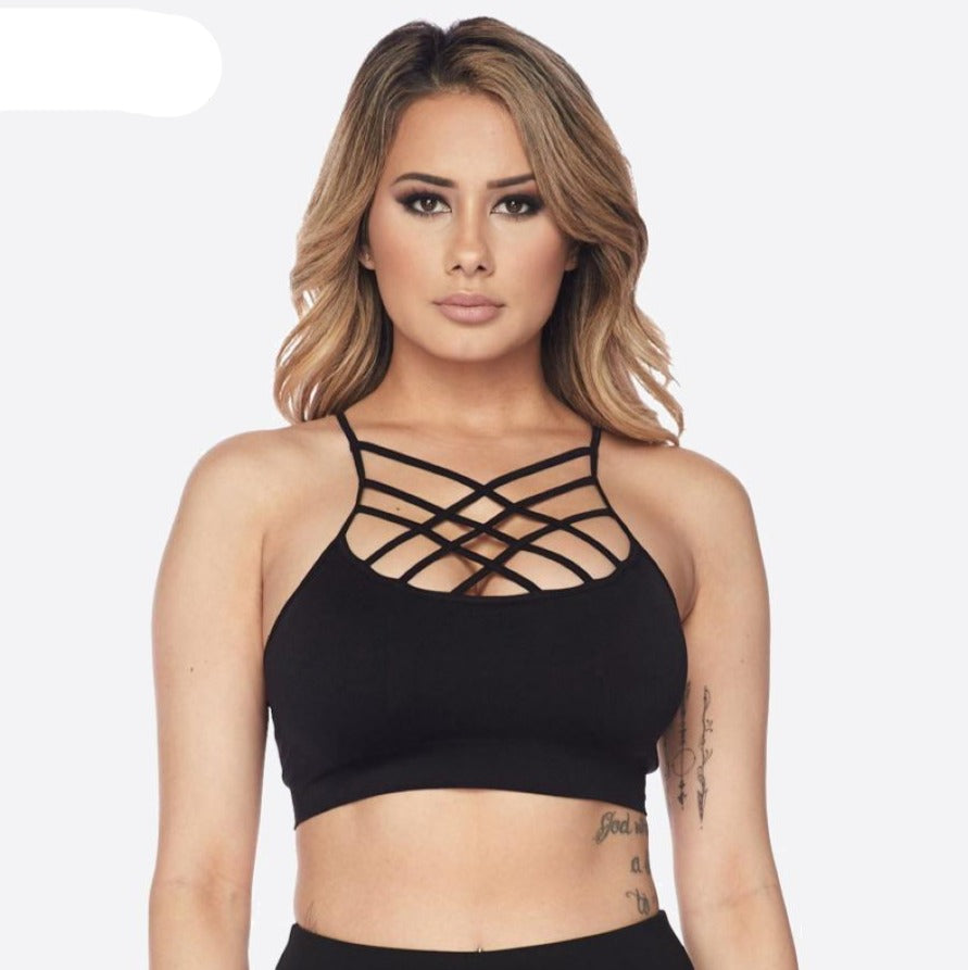 Criss Cross Bralette - Black – The Painted Cottage